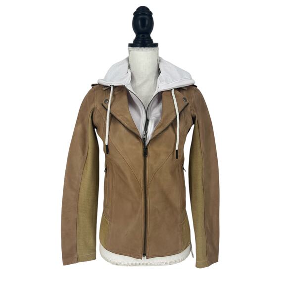 Jakett Hannah Patina Leather Jacket With White Hood - Picture 8 of 16